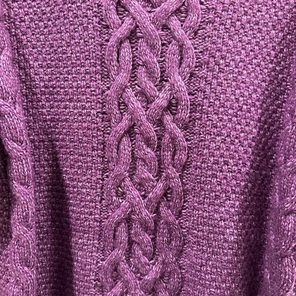 St. John's Bay Purple Crew Neck Cable Knit Sweater - Picture 2 of 3